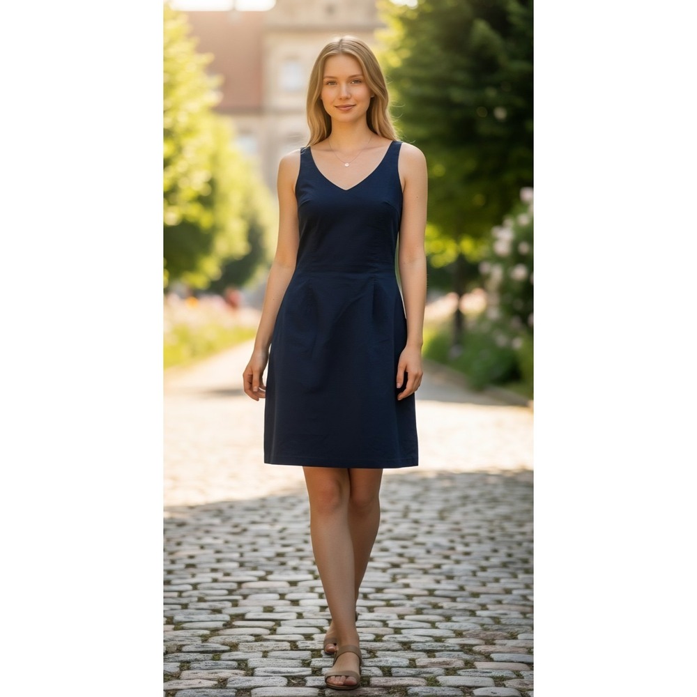 American‎ Eagle Stretch Navy Blue Sleeveless Dress Womens Size 0 V Neck